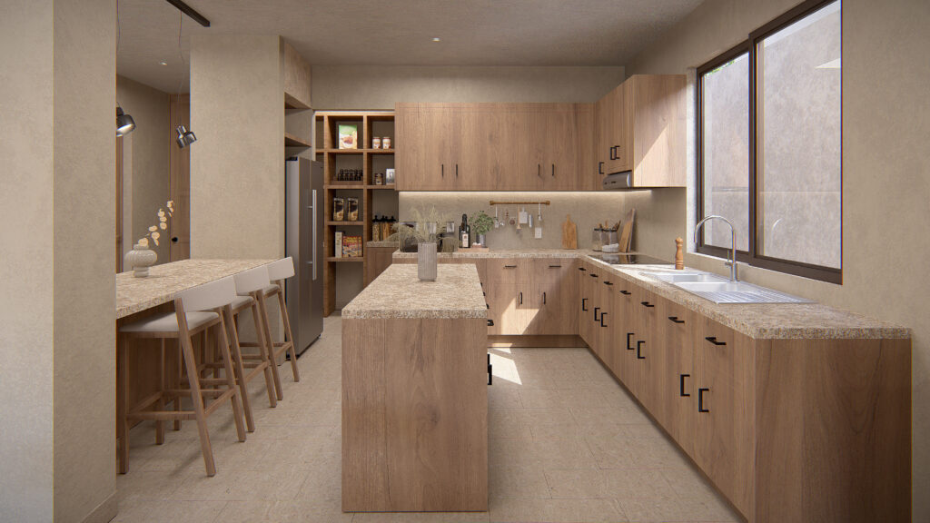 Cocina Vista Frontal Residencia Oro